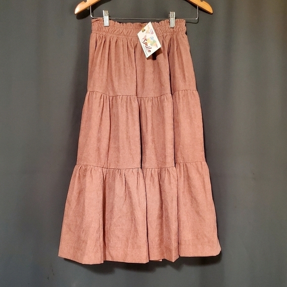 Smile Everyday Other - Smile Everyday Girls Tiered Mauve Corduroy Fairy Cottagecore Skirt Sz 18y XL NWT